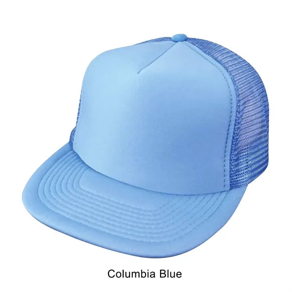 Flat Bill 5-Panel Poly-Foam Mesh Back Snapback Cap