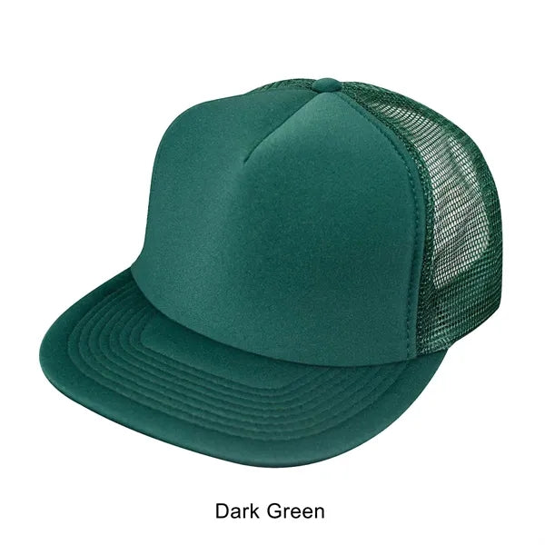 Flat Bill 5-Panel Poly-Foam Mesh Back Snapback Cap