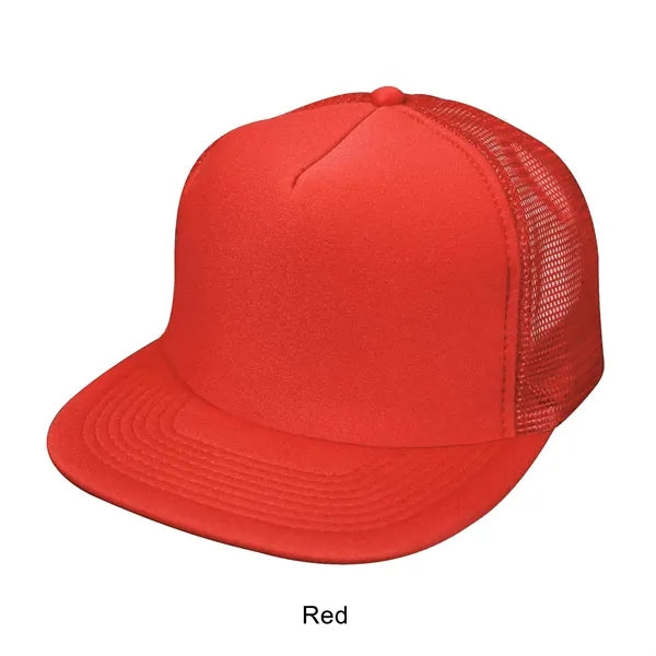 Flat Bill 5-Panel Poly-Foam Mesh Back Snapback Cap