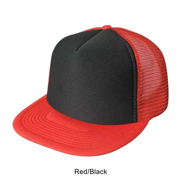 Flat Bill 5-Panel Poly-Foam Mesh Back Snapback Cap