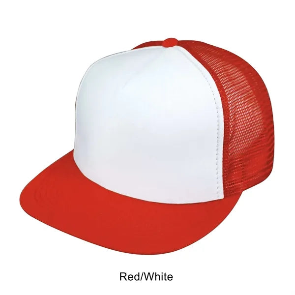 Flat Bill 5-Panel Poly-Foam Mesh Back Snapback Cap