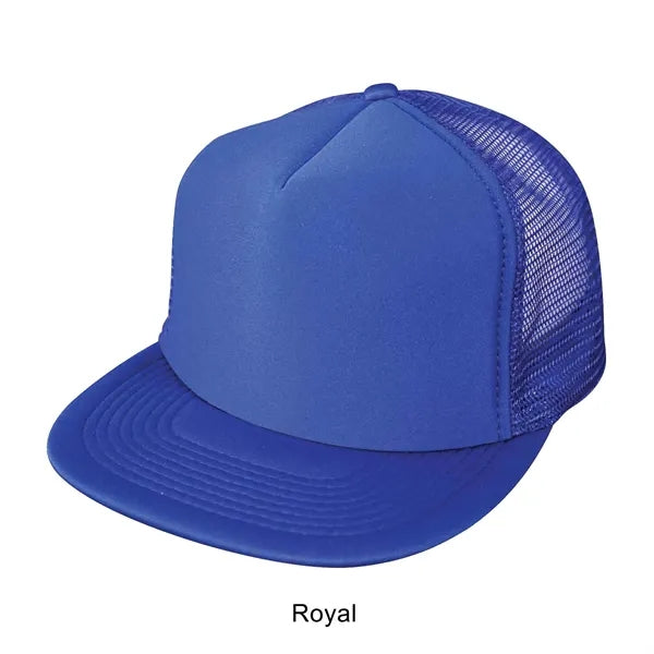 Flat Bill 5-Panel Poly-Foam Mesh Back Snapback Cap