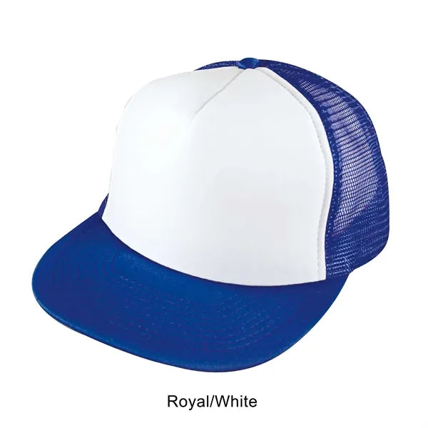 Flat Bill 5-Panel Poly-Foam Mesh Back Snapback Cap