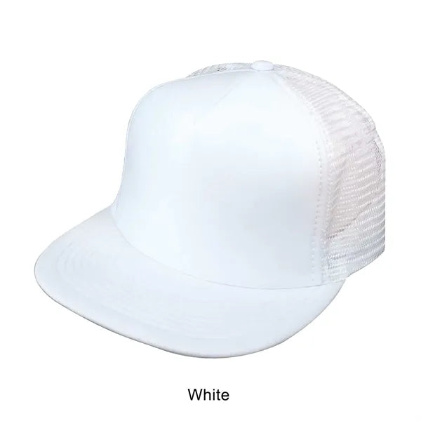 Flat Bill 5-Panel Poly-Foam Mesh Back Snapback Cap