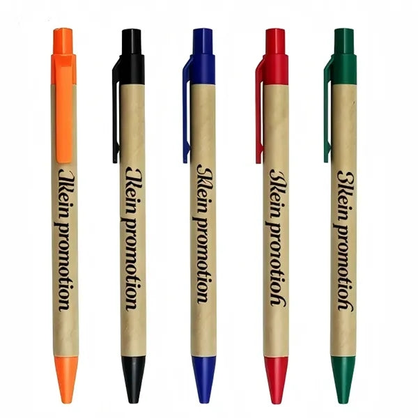 Kraft Paper Click Ballpoint Pen Eco Logo Custom