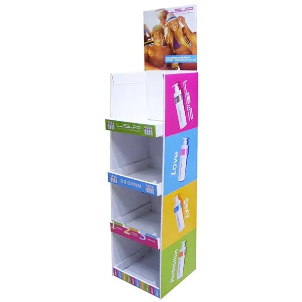 Eco-Friendly Tiered Corrugated Cardboard Floor Display Stand