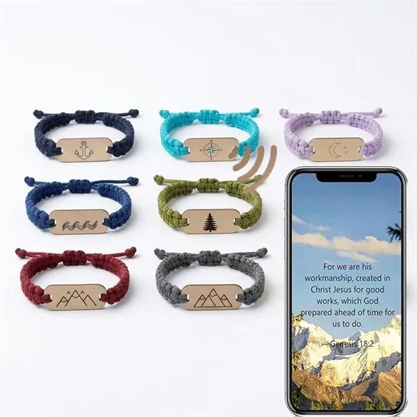 Adjustable Braided Wooden NFC Smart Bracelet