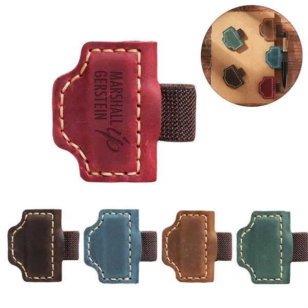 Crazy Horse Leather Magnetic Bookmark w/ Pen Holder