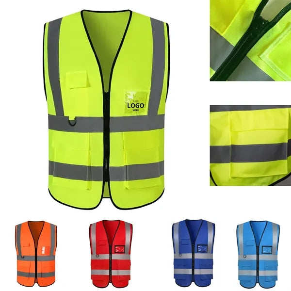 Hi-Vis Reflective Safety Vest Jacket with Zipper