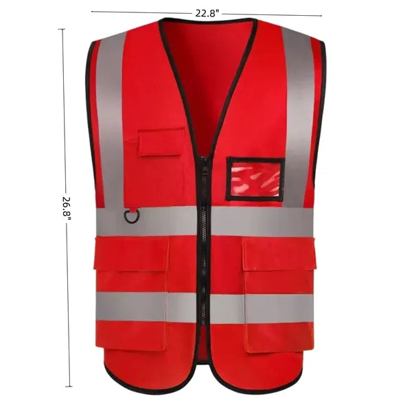 Hi-Vis Reflective Safety Vest Jacket with Zipper