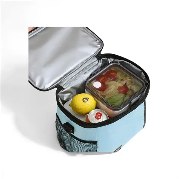 Insulated lunch cooler bag with pockets and shoulder strap
