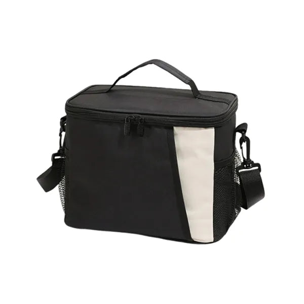 Insulated lunch cooler bag with pockets and shoulder strap