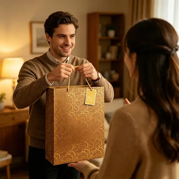 Foil Stamping Matte Laminated Paper Gift Bag With Handle