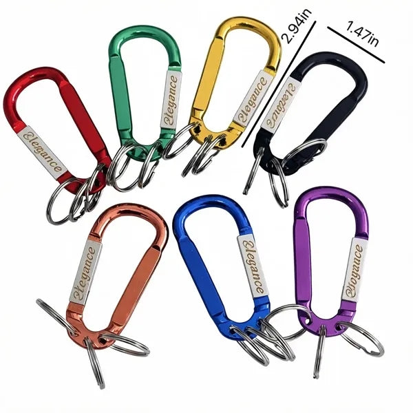 Multi-Color Aluminum Carabiner Keychain with 3 Key Rings
