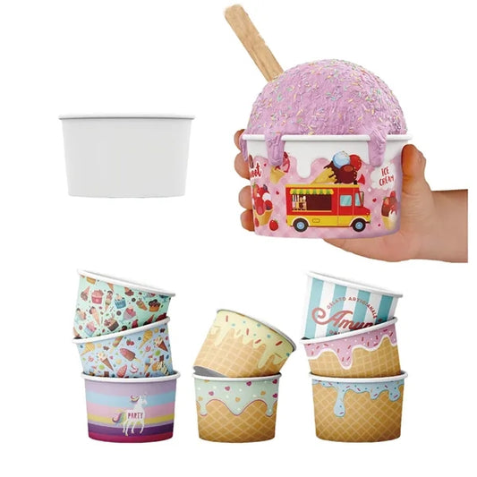 4oz Custom Ice Cream Paper Cups with Disposable Desse