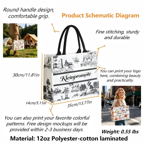 Laminated Tote Bag Polyester Cotton Logo Print