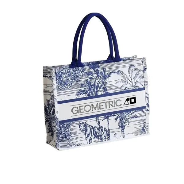 Laminated Tote Bag Polyester Cotton Logo Print