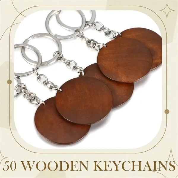 Logo Color Printed Wooden Round Keychain
