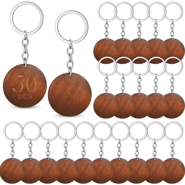 Logo Color Printed Wooden Round Keychain