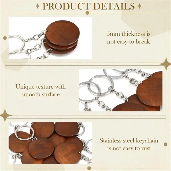 Logo Color Printed Wooden Round Keychain