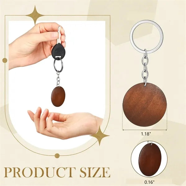 Logo Color Printed Wooden Round Keychain