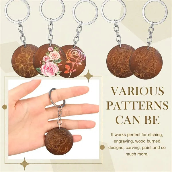 Logo Color Printed Wooden Round Keychain