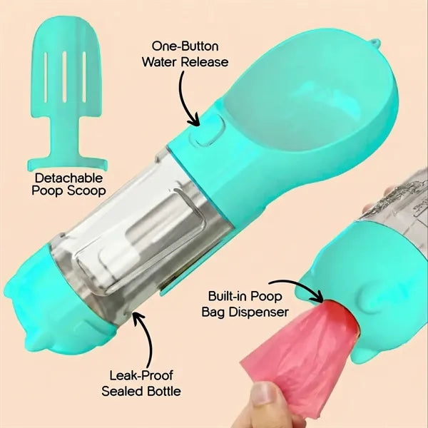 Portable Dog Water Bottle with Food Container
