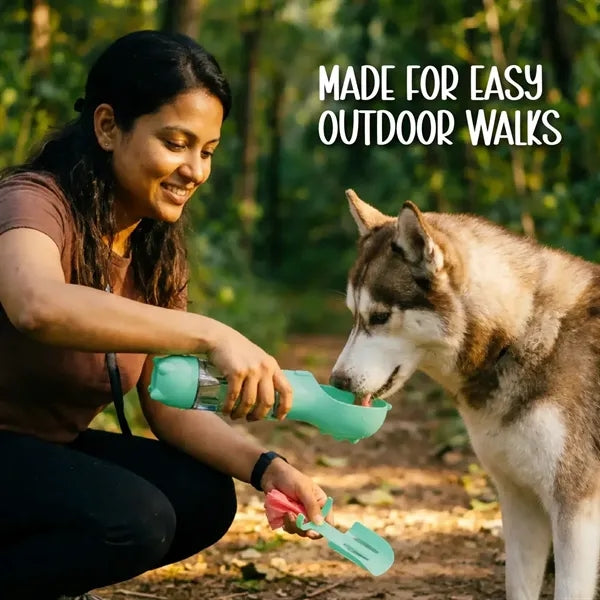 Portable Dog Water Bottle with Food Container