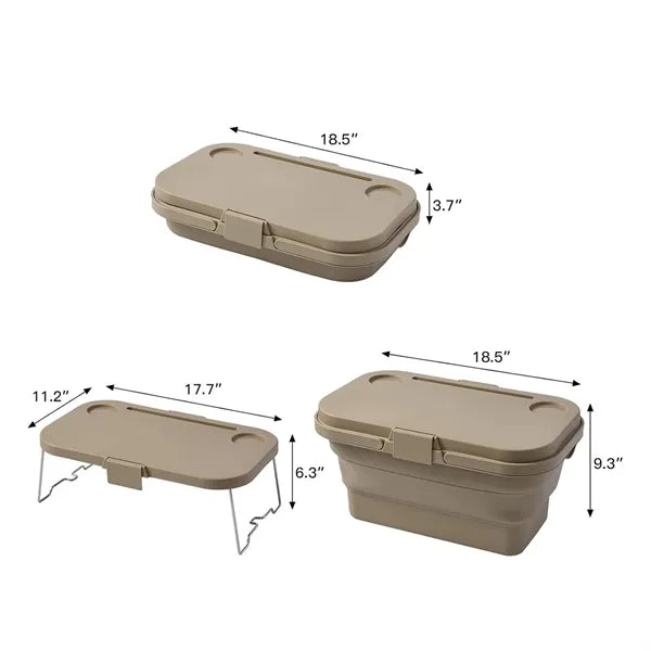 Collapsible Picnic Basket with Handles and Table Lid