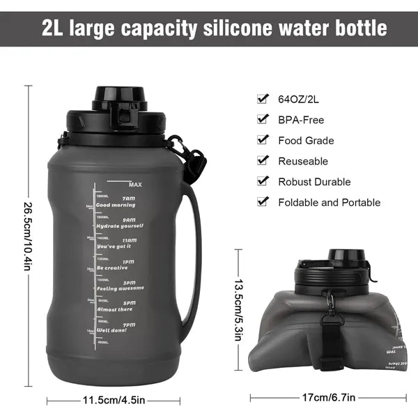64oz Collapsible Silicone Water Bottle