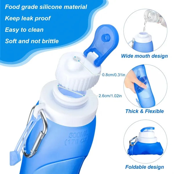 17oz Collapsible Silicone Water Bottle