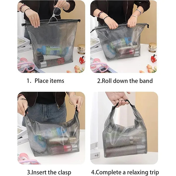 Portable Makeup Pouch Mesh Toiletry Bag