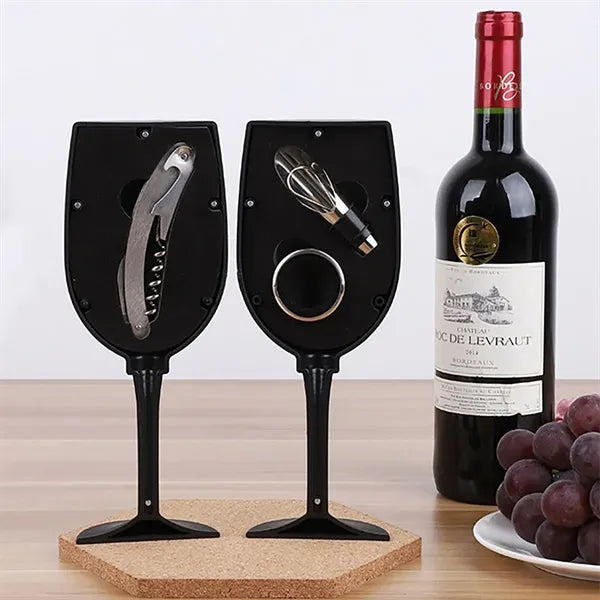 Matte Wine Glass Shaped 3-Piece Bar Tool Gift Set