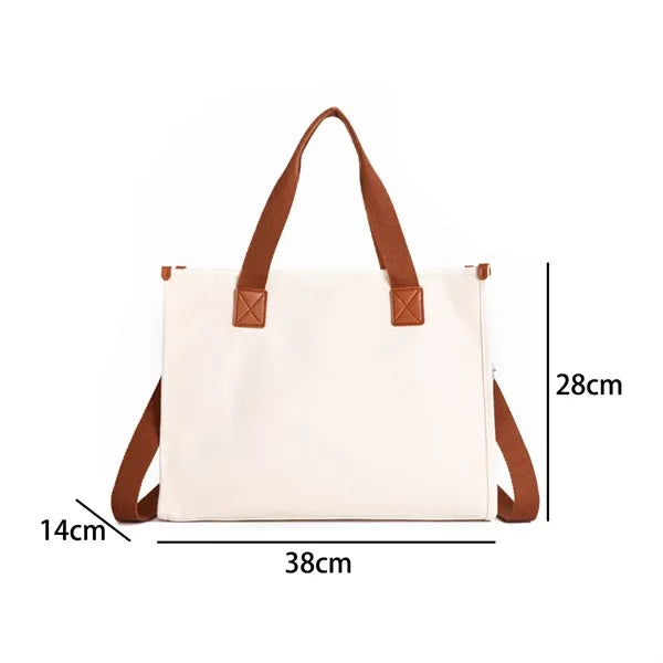 Canvas Tote Bag with Dual Handles and Shoulder Strap