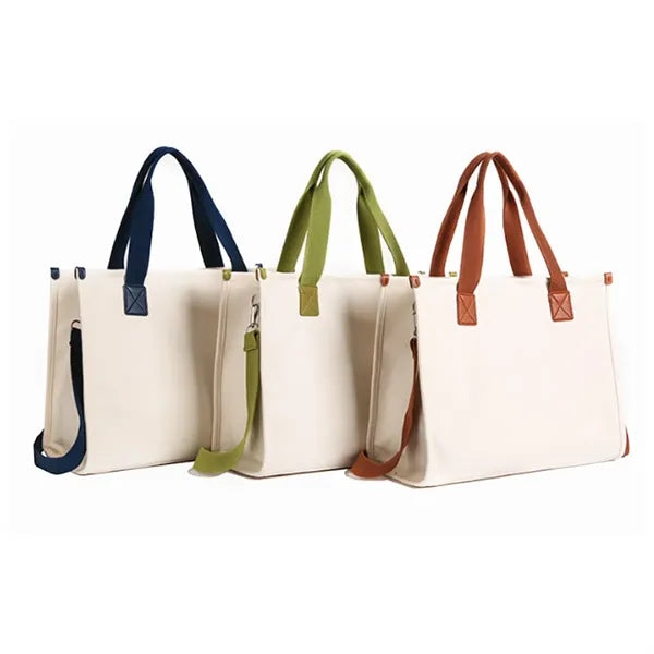 Canvas Tote Bag with Dual Handles and Shoulder Strap