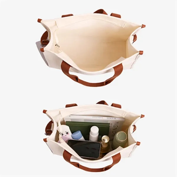 Canvas Tote Bag with Dual Handles and Shoulder Strap