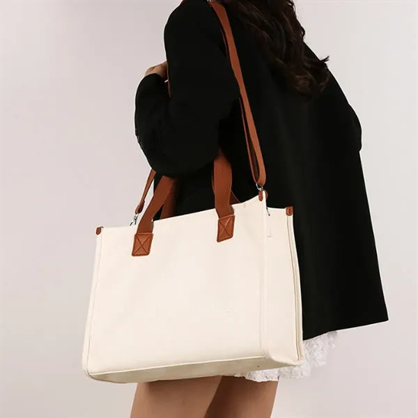 Canvas Tote Bag with Dual Handles and Shoulder Strap