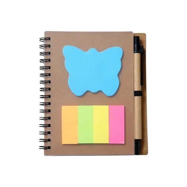 Kraft Paper Notepad With Pen And Sticky Notes