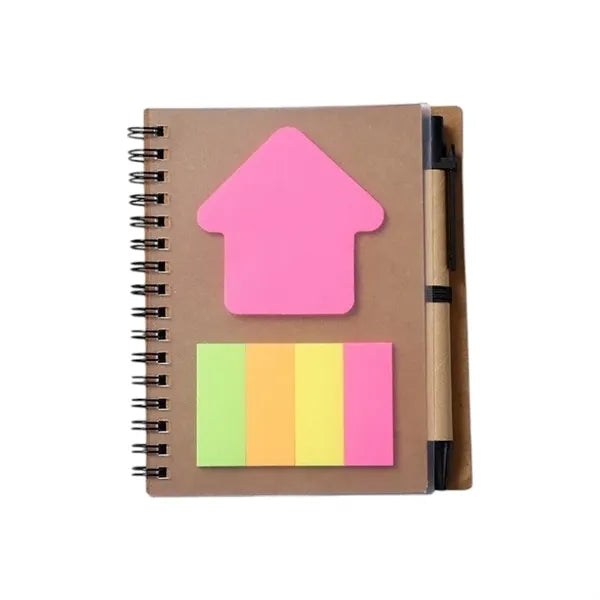 Kraft Paper Notepad With Pen And Sticky Notes