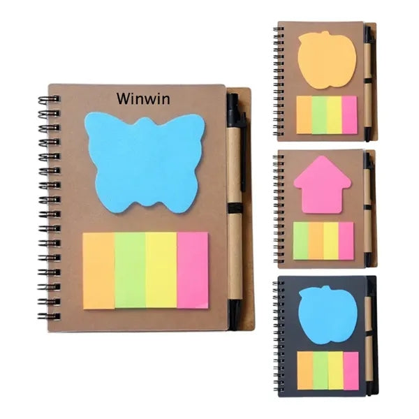Kraft Paper Notepad With Pen And Sticky Notes