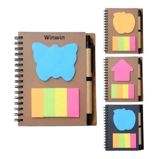 Kraft Paper Notepad With Pen And Sticky Notes