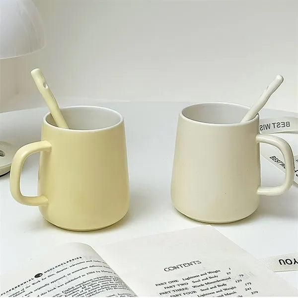 Ceramic Coffee Mug with Lid and Spoon