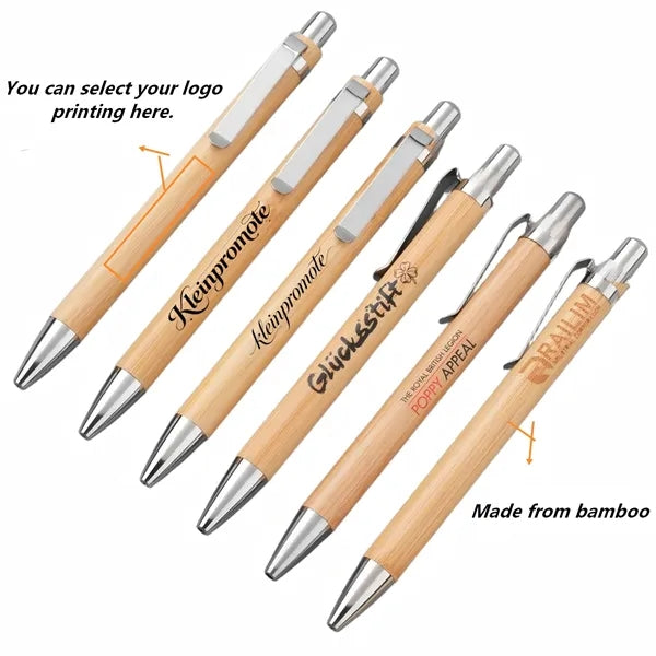 Bamboo Ballpoint Pen Eco Engraved Logo Gift