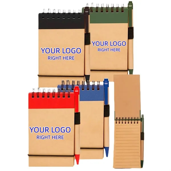 Spiral Steno Notebook with Kraft Cover and Pen
