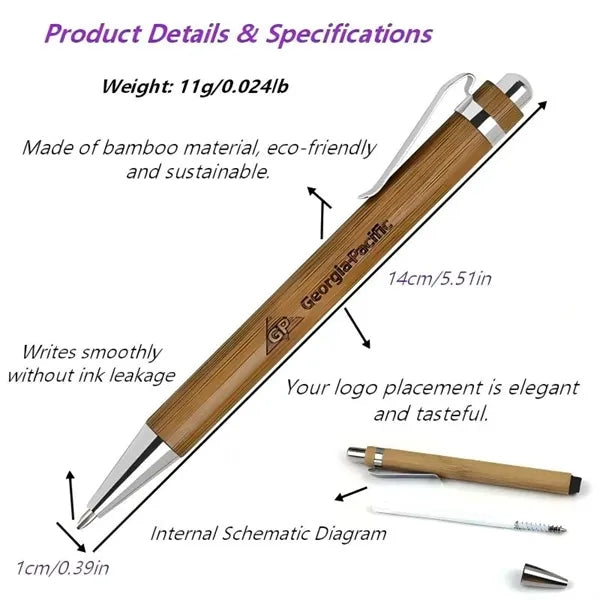 Bamboo Ballpoint Pen Eco Engraved Logo Gift