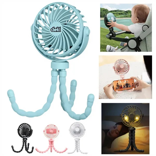 Mini Portable Stroller Octopus Fan, Lighted,Oscillating