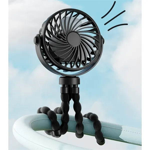 Mini Portable Stroller Octopus Fan, Lighted,Oscillating