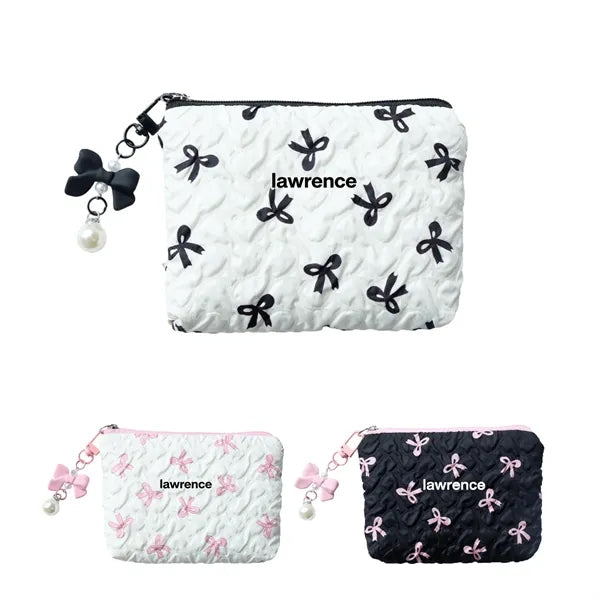 Cute Bow Cosmetic Pouch Clutch Bag Bulk Custom Logo