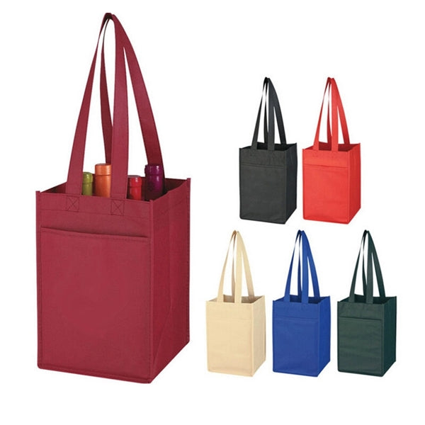 4 Wine Bottle Non-woven Tote Bag