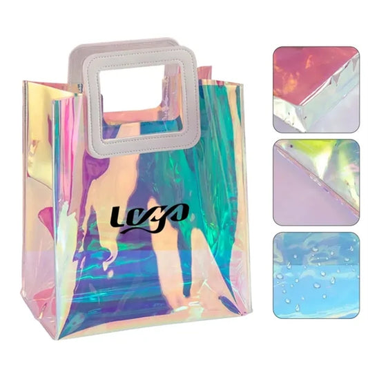 Holographic PVC Premium Clear Tote Bag w/ Stable Handle